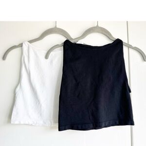Free People Intimately Cami Tank Bundle of 2 Black White High Neck Crop Sz XS/S